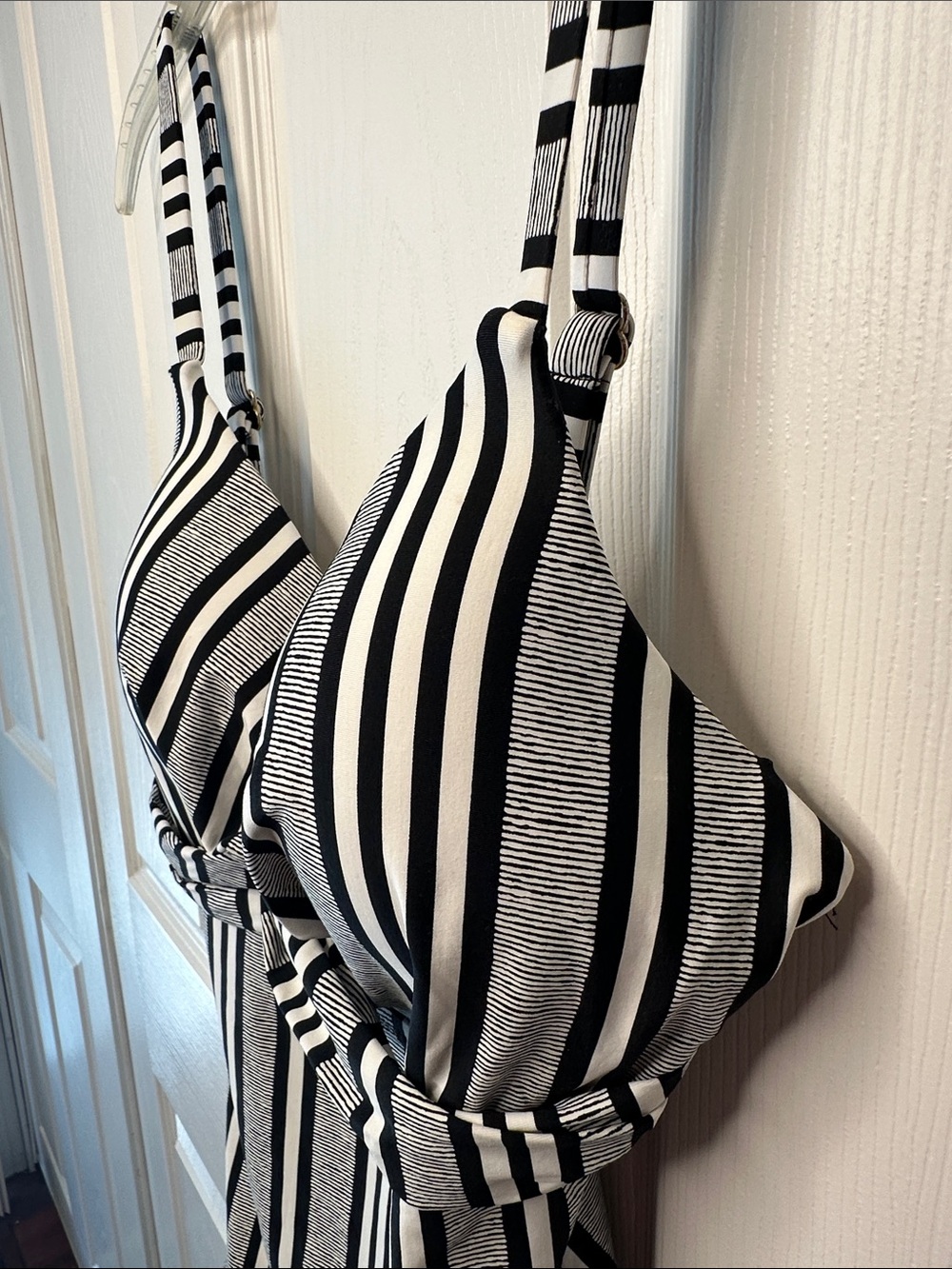 Striped Black & White Women's Tankini Swim Top by Leilani - Picture 4 of 8